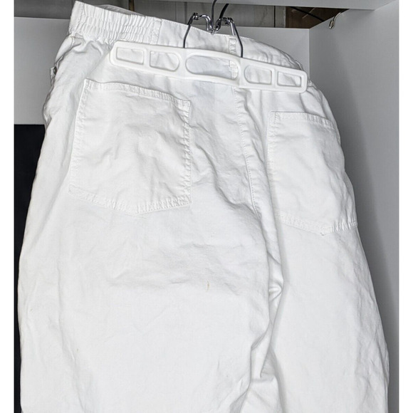 White Capris 18 Cotton Partial Elastic Turquoise Stone Trim NOTES - Picture 4 of 7